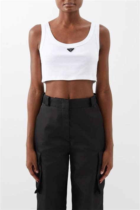 top crop prada|grayed prada tank top.